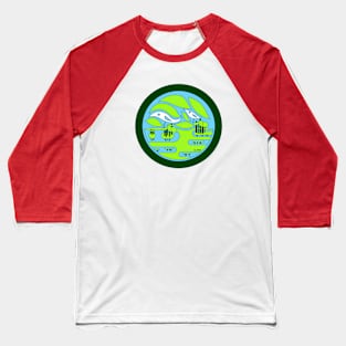 lake wetland creek ecosystem ecopop with sky birds art Baseball T-Shirt